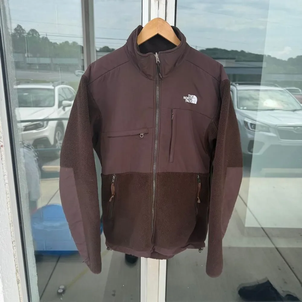 The North Face Denali Jacket Men's Small Brown Black Fleece Cotton Full Zip